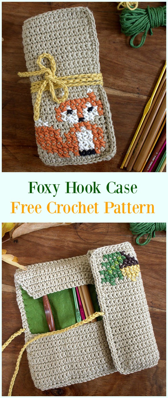 Crochet Foxy Crochet Hook Case Free Pattern-#Crochet #HookCase & Holders Free Patterns