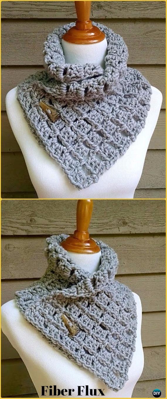 Crochet Margaret Button Cowl Free Pattern - Crochet Infinity Scarf Free Patterns 