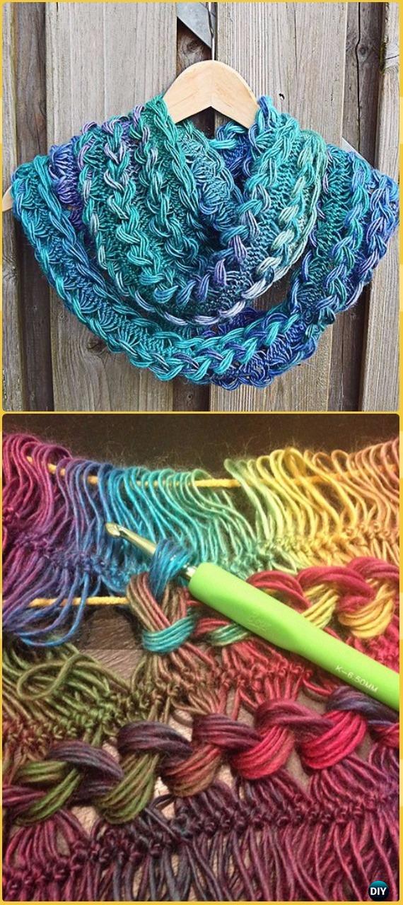 Crochet Braided Hairpin Lace Infinity Scarf Free Pattern - Crochet