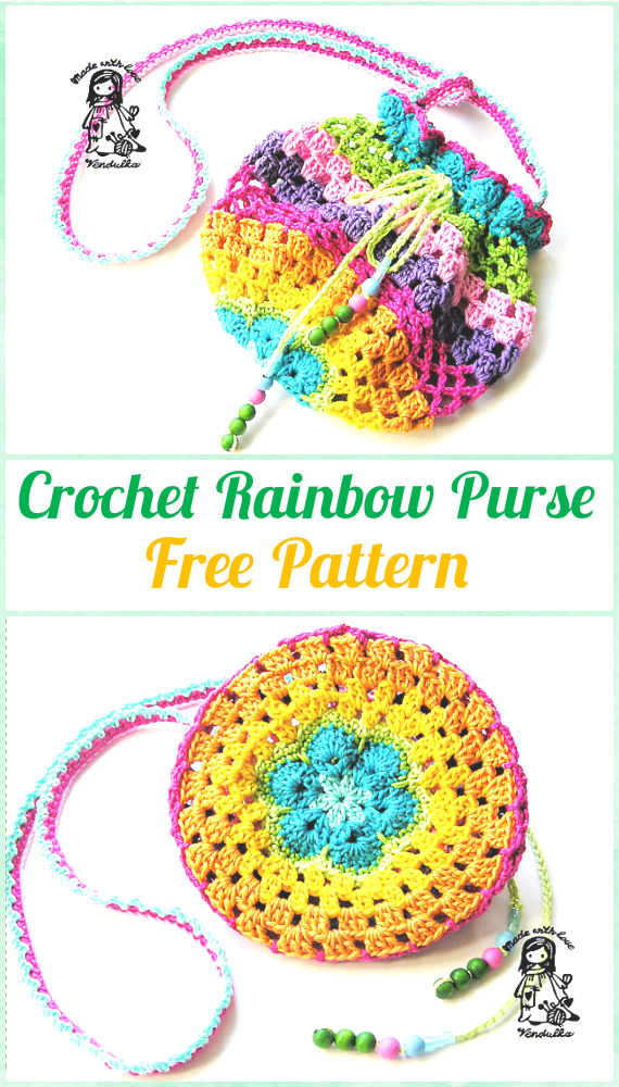 Crochet Rainbow Purse Free Pattern - Crochet Kids Bags Free Patterns 