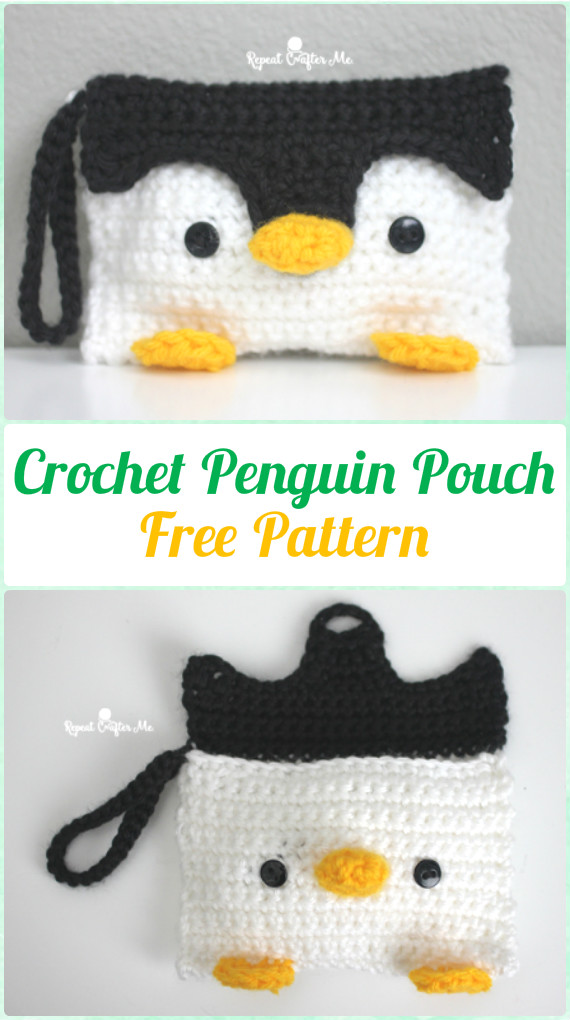 Crochet Penguin Pouch Free Pattern - Crochet Kids Bags Free Patterns 