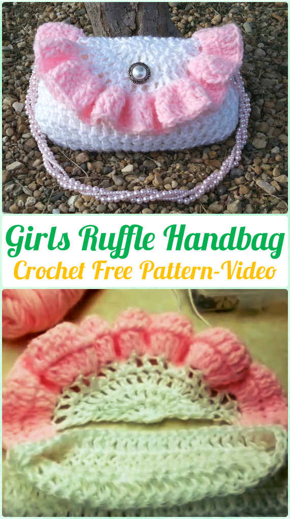 Crochet Little Girls Ruffle Handbag Free Pattern Video - Crochet Kids Bags Free Patterns 