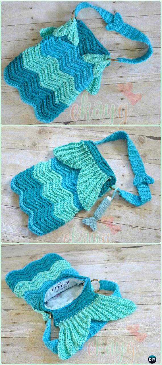 Crochet Mermaid Ripple Purse Free Pattern - Crochet Kids Bags Free Patterns 