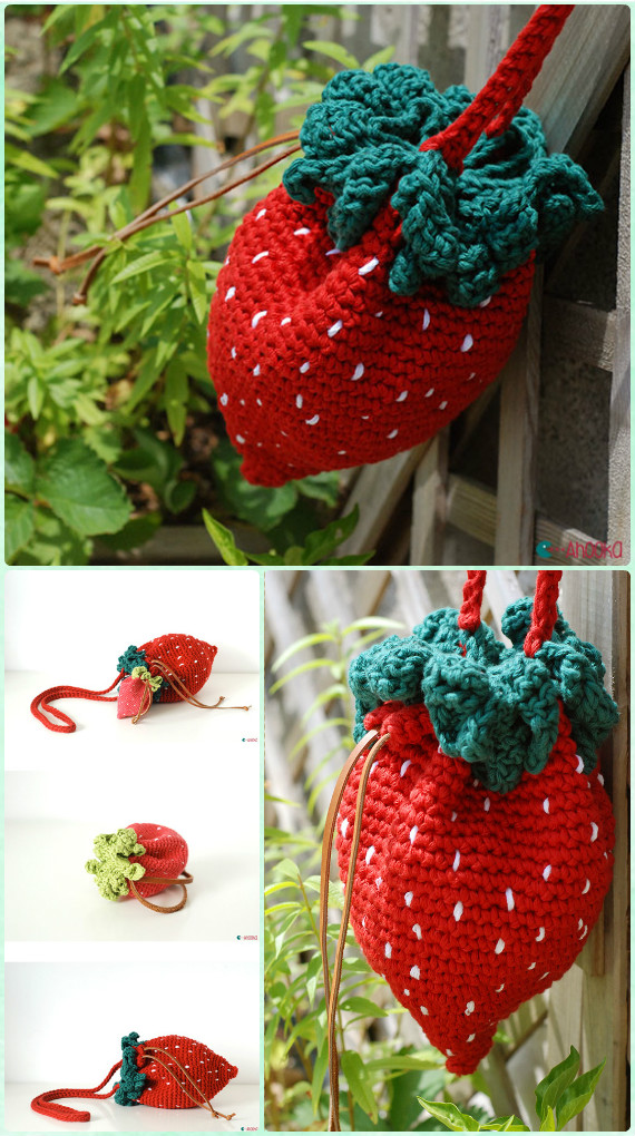 Crochet Strawberry Bag Paid Pattern - Crochet Kids Bags Free Patterns 