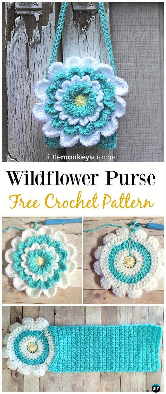 Little Girl's Wildflower Purse Free Crochet Pattern - Crochet Kids Bags Free Patterns 