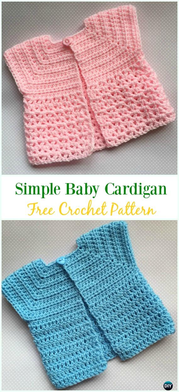 Crochet Simple Baby Cardigan Free Pattern - #Crochet Kid's #Cardigan Sweater Coat Free Patterns