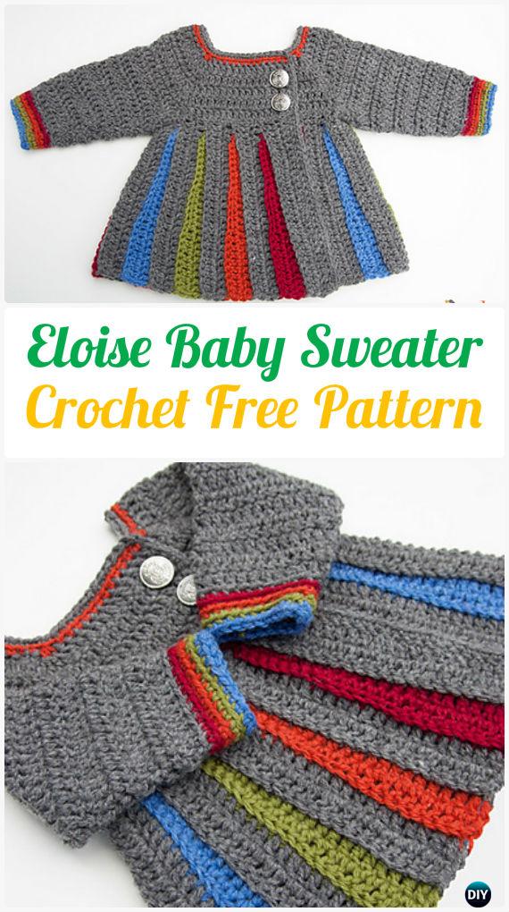 Crochet Eloise Baby Sweater Free Pattern - Crochet Kid's Sweater Coat Cardigan Free Patterns