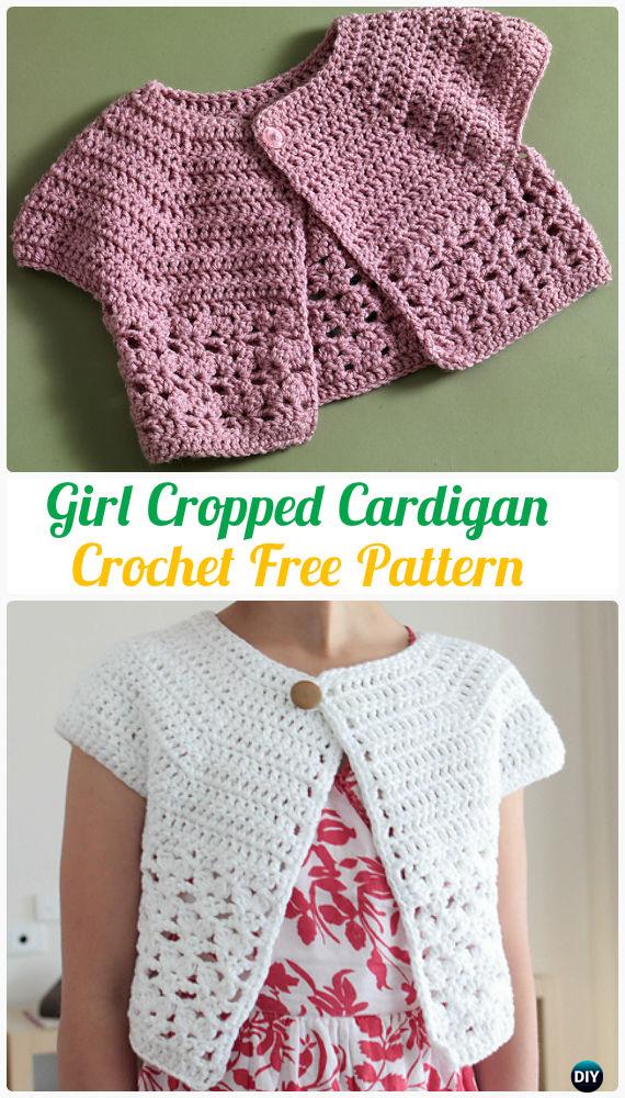 Crochet Urban Girl Cropped Cardigan Free Pattern - Crochet Kid's Sweater Coat Free Patterns