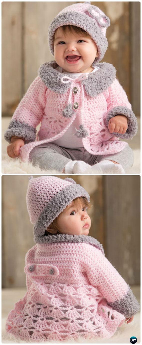 Crochet Modern Baby Sweater Cardigan Pattern - Crochet Kid's Sweater Coat Free Patterns