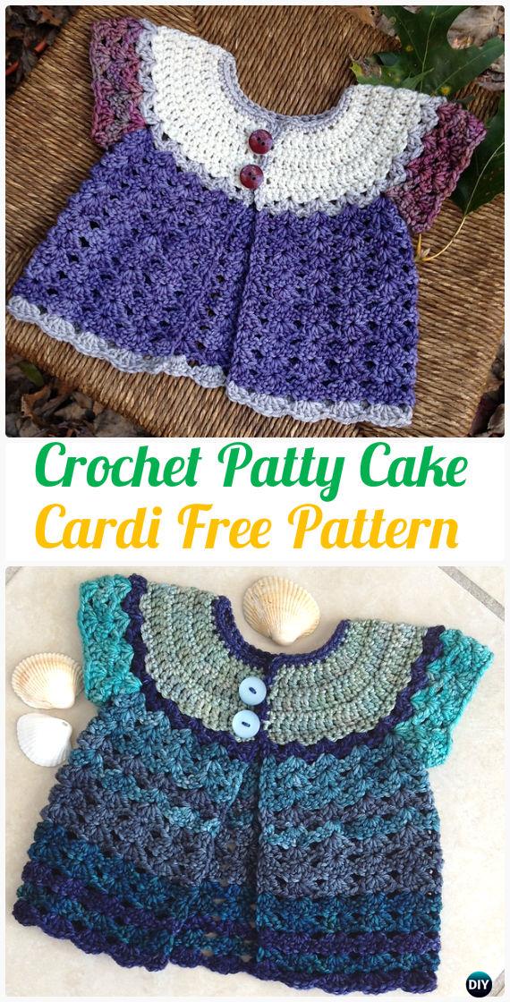 Crochet Patty Cake Baby Cardigan Sweater Pattern - Crochet Kid's Sweater Coat Free Patterns