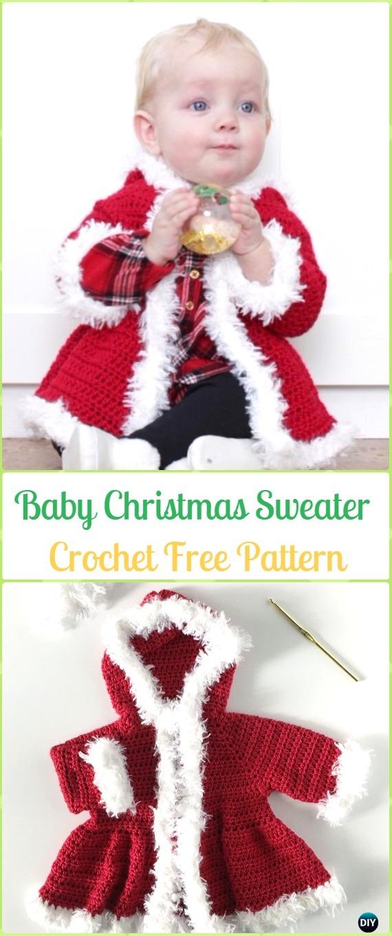 Crochet Baby Christmas Sweater Free Pattern - Crochet Kid's Sweater Coat Free Patterns