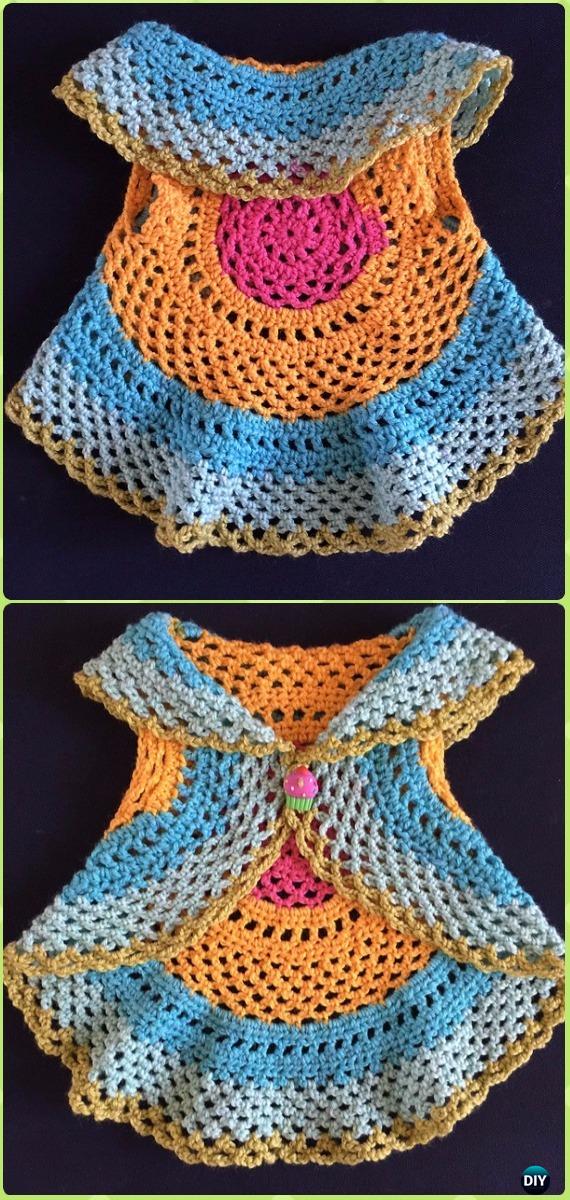 DIY Crochet Ring Around the Rosie Vest Free Pattern -Crochet Little Girl Circle Vest Sweater Coat Free Patterns