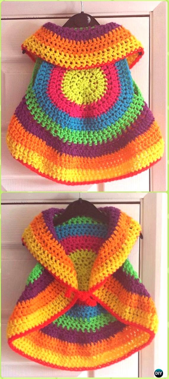 DIY Crochet Bella Circle Waistcoat Free Pattern -Crochet Little Girl Circle Vest Sweater Coat Free Patterns