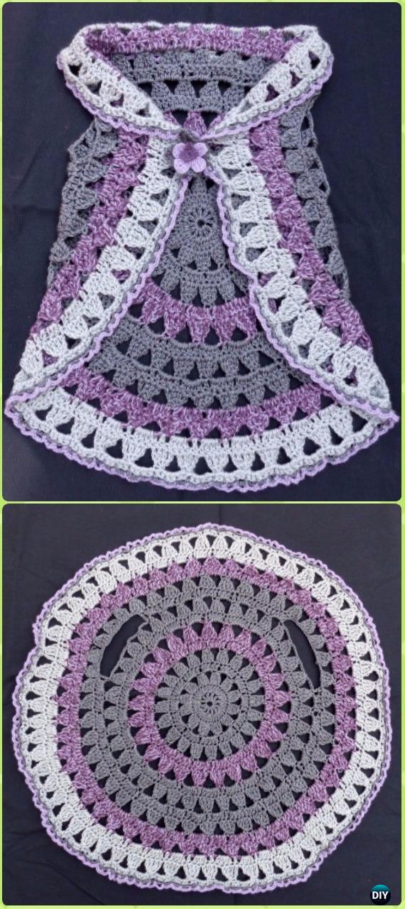DIY Crochet Circle Block Vest Free Pattern -Crochet Little Girl Circle Vest Sweater Coat Free Patterns