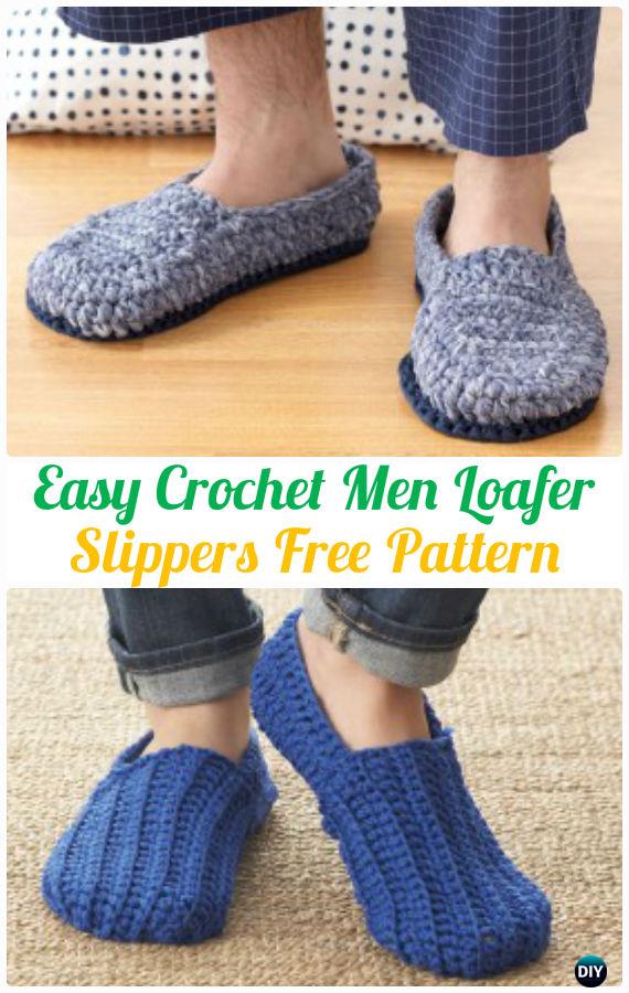 Easy Crochet Men Loafer Slippers Shoes Free Patterns 