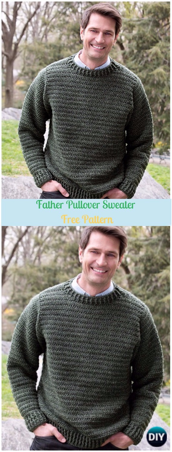 Crochet Father Pullover Sweater Free Pattern - Crochet Men Sweater Free Patterns 