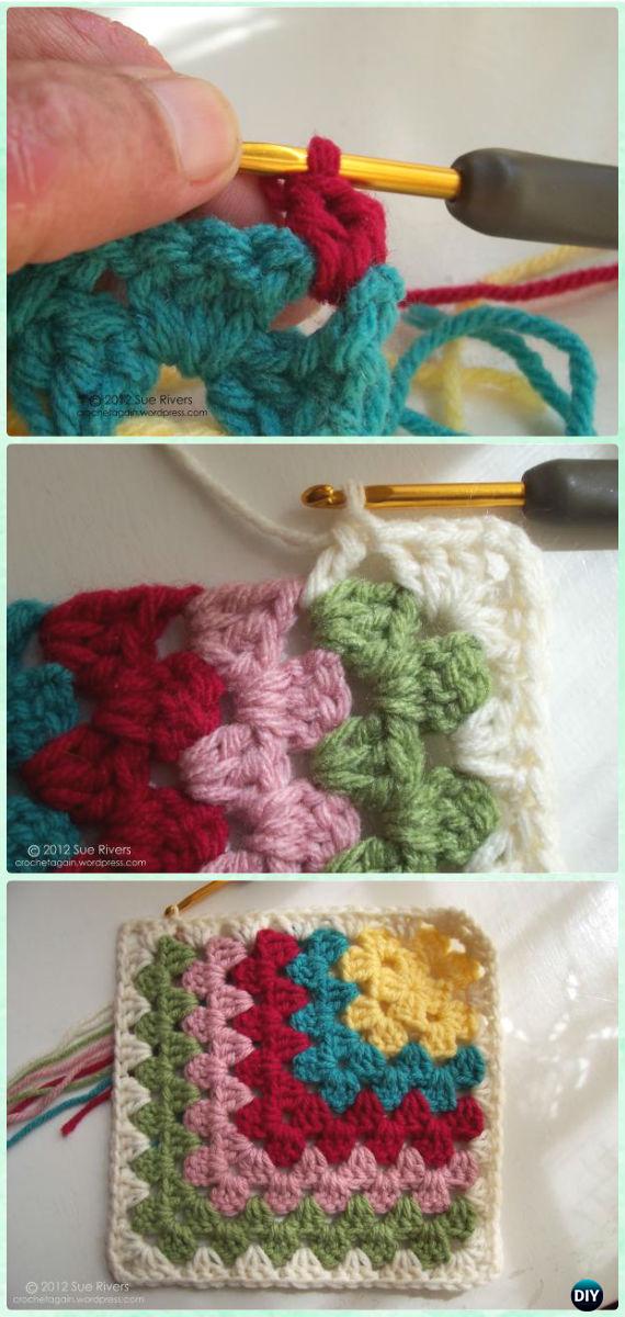 Crochet Mitered Granny Square Blanket Free Patterns 