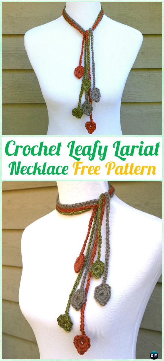 Crochet Leafy Lariat Necklace Free Pattern