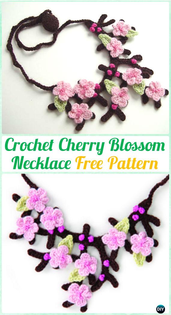 Crochet Cherry Blossom Necklace Free Pattern