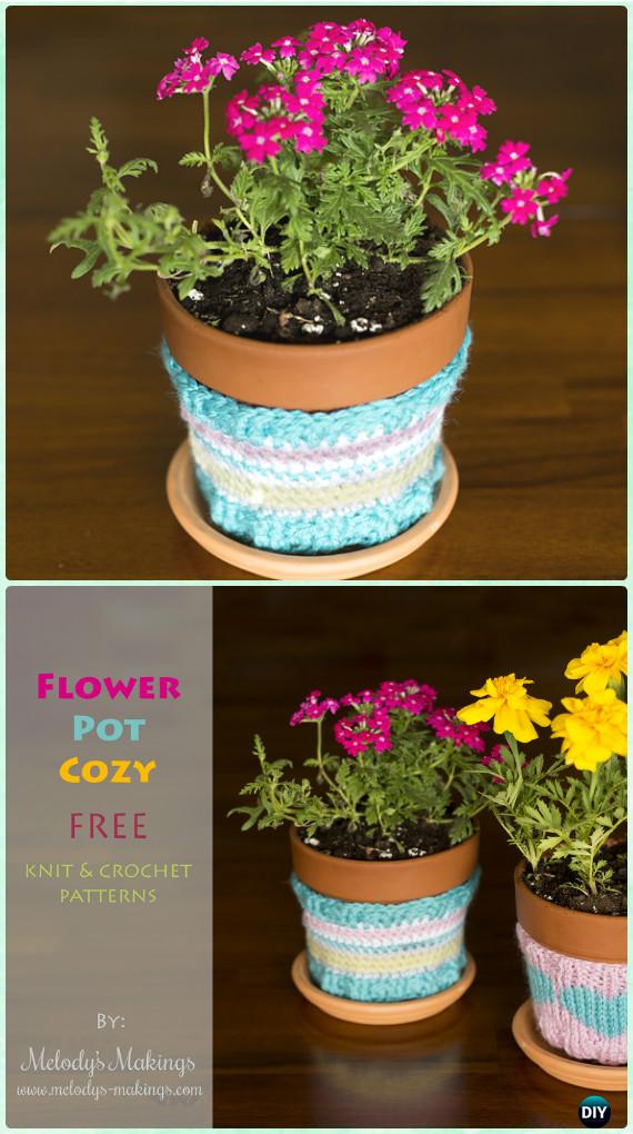 Crochet Flower Pot Cover Free Pattern - Knit Crochet Plant Pot Cozy Free Patterns