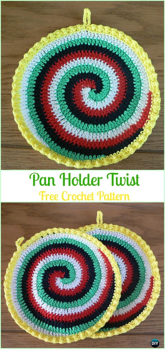 Crochet Pan Holder Twist Free Pattern - Crochet Pot Holder Hotpad Free Patterns