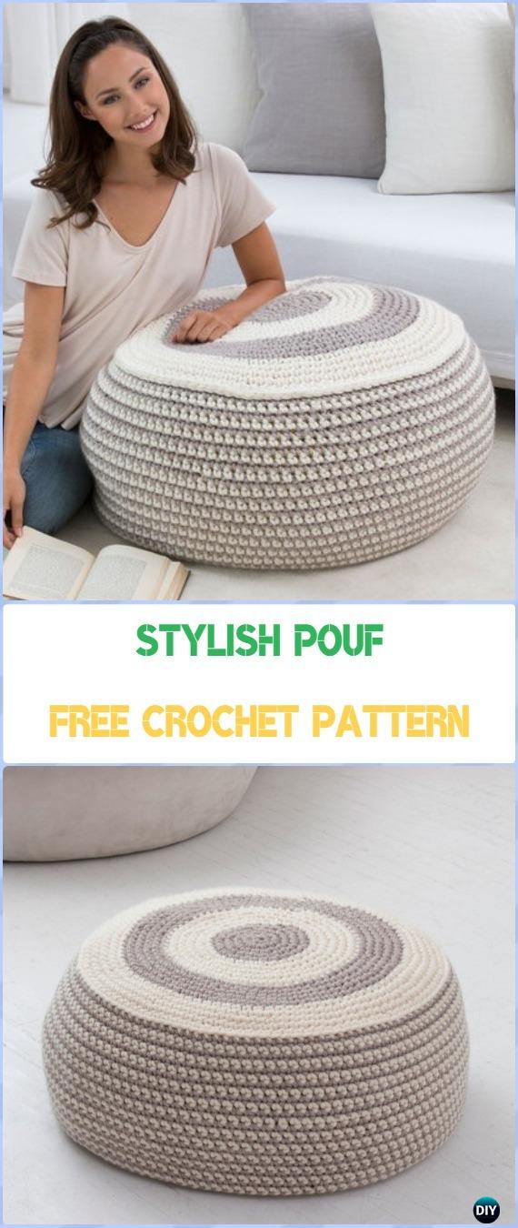 Crochet Stylish Pouf Free Pattern - Crochet Poufs & Ottoman Free Patterns