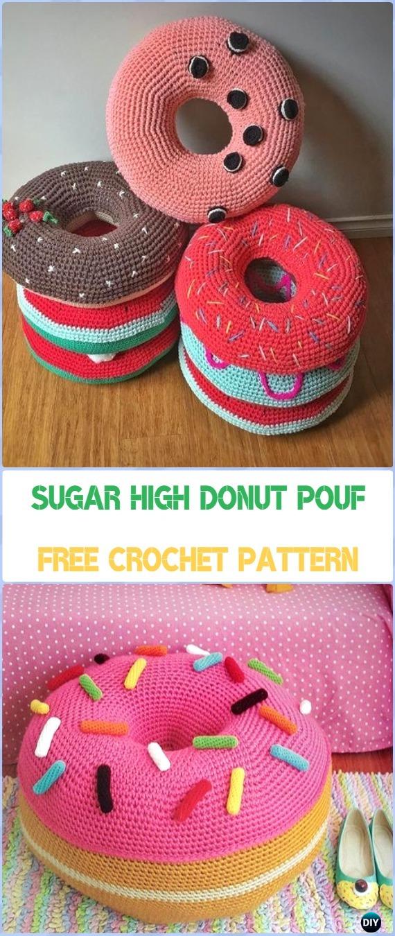 Crochet Sugar High Donut Pouf Free Pattern - Crochet Poufs & Ottoman Free Patterns