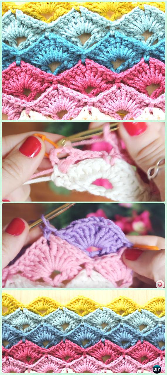 Crochet Fan Point Box Stitch Free Pattern [Video] - Crochet Radian Stitches Free Patterns 
