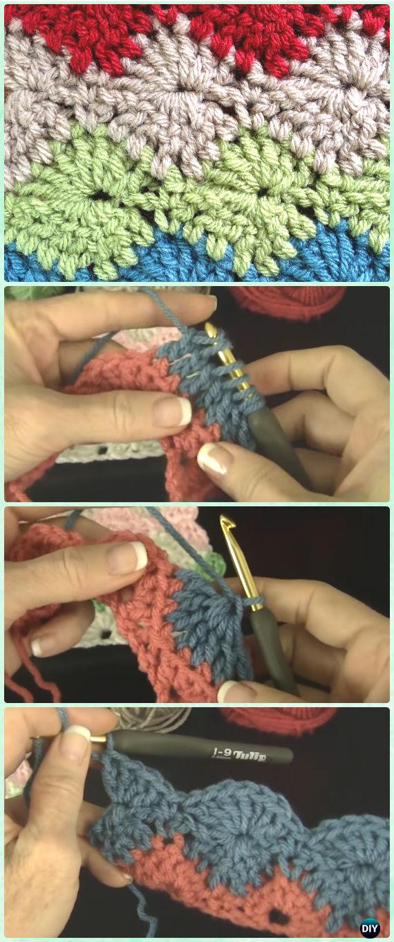 Crochet Catherine Wheel Harlequin Stitch Free Pattern [Video] - Crochet Radial Stitches Free Patterns 