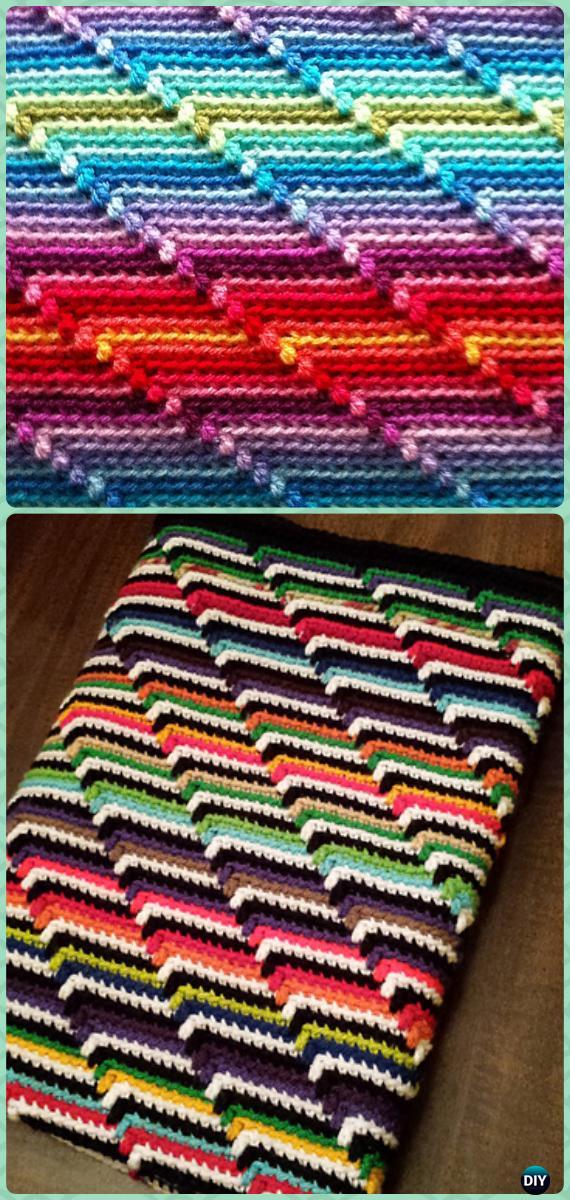 Crochet Groovy-ghan Blanket Free Pattern - Crochet Rainbow Blanket Free Patterns 