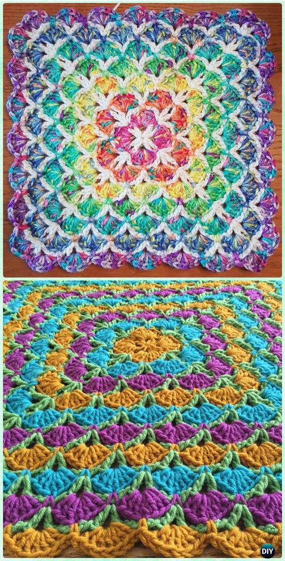 Crochet Beautiful Shells Blanket Free Pattern - Crochet Rainbow Blanket Free Patterns 