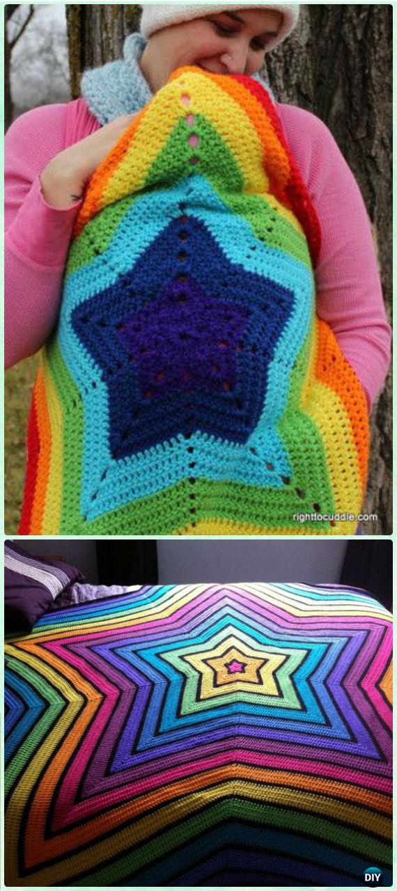 Crochet Beth's Little Star Afghan Free Pattern - Crochet Rainbow Blanket Free Patterns 