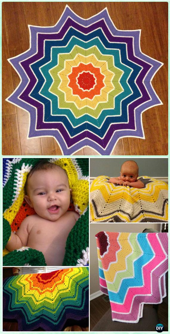 Crochet Rainbow Ripple Baby Blanket Free Pattern - Crochet Rainbow Blanket Free Patterns