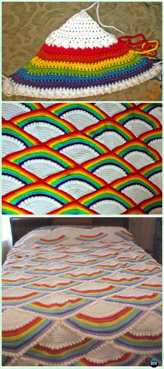 Crochet Fan Afghan Free Pattern - Crochet Rainbow Blanket Free Patterns 