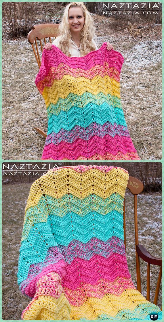 Crochet Double Sweet Ripple Blanket Free Pattern - Crochet Rainbow Blanket Free Patterns 