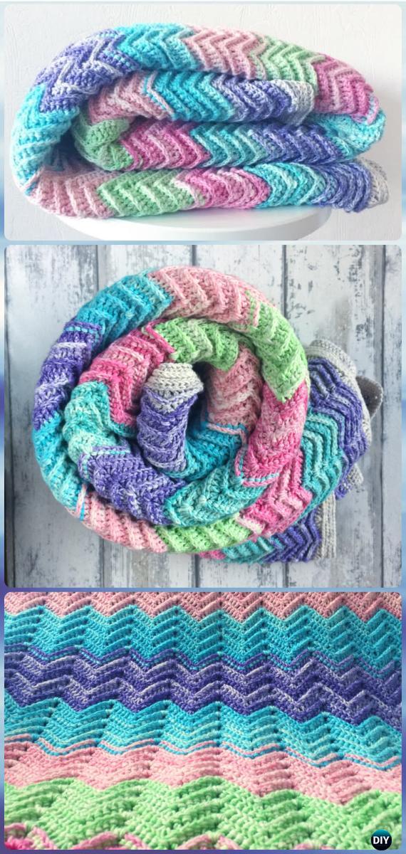 Crochet Textured Chevron Blanket Free Pattern - Crochet Rainbow Blanket Free Patterns 