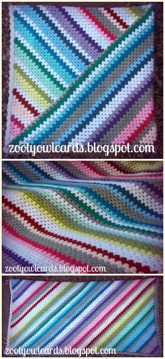 Rainbow Candy Diagonal Granny Stripe Free Crochet Pattern - #Crochet; #Rainbow; #Blanket; Free Patterns