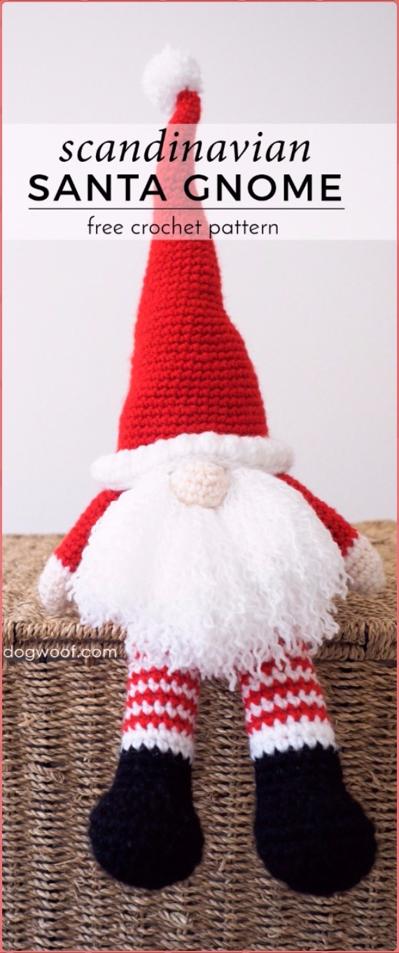 Crochet Scandinavian Santa Gnome Free Pattern - Crochet Santa Clause Free Patterns