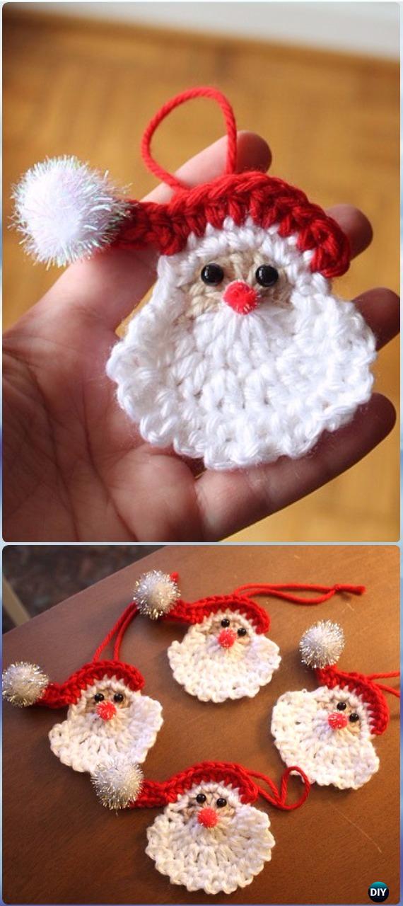 Crochet Santa Face Applique Ornament Free Pattern - Crochet Santa Clause Free Patterns