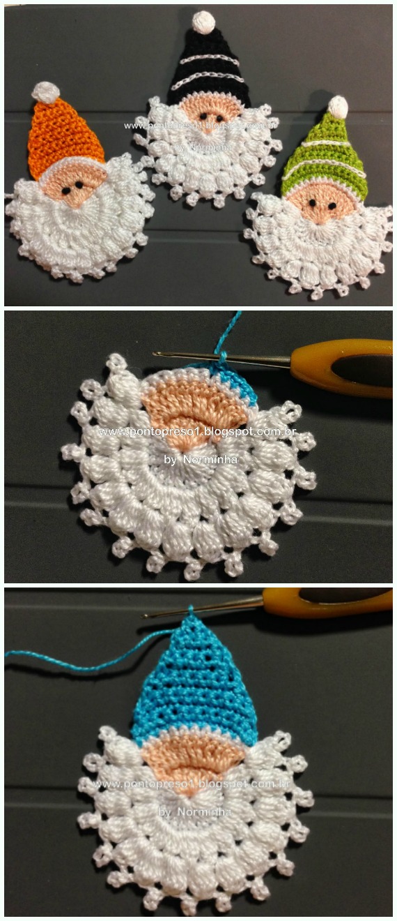 Santa Face Ornament Crochet Free Pattern - #Crochet;  #Santa Clause Free Patterns