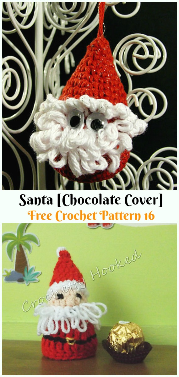 Santa [Chocolate Cover] Decoration Crochet Free Pattern - #Crochet;  #Santa Clause Free Patterns