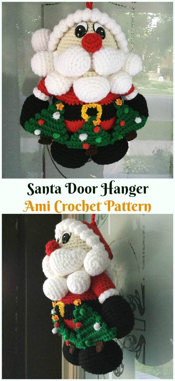 Amigurumi Santa Door Hanger Crochet Pattern - #Crochet;  #Santa Clause Patterns