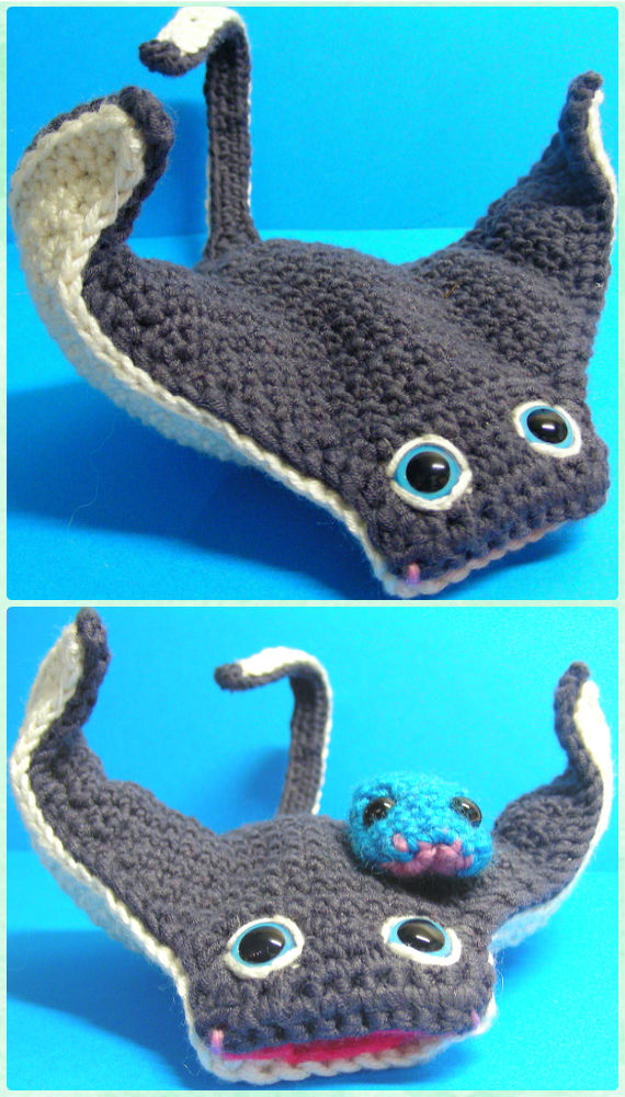 Amigurumi Crochet Manta Ray Free Pattern - Crochet Sea Animals Free Patterns