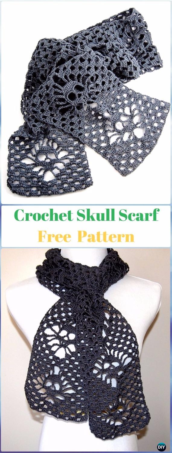 Narrow Crochet Skull Scarf Free Pattern - Crochet Skull Ideas Free Patterns