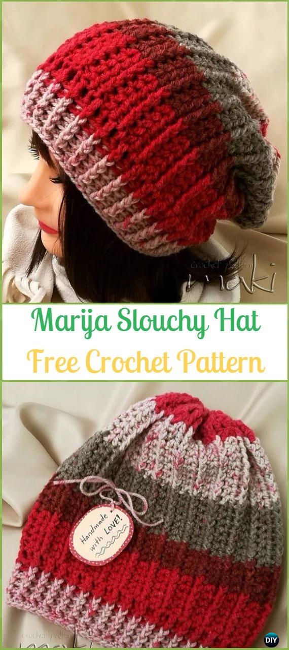 Crochet Marija Slouchy Hat Free Pattern -Crochet Slouchy Beanie Hat Free Patterns