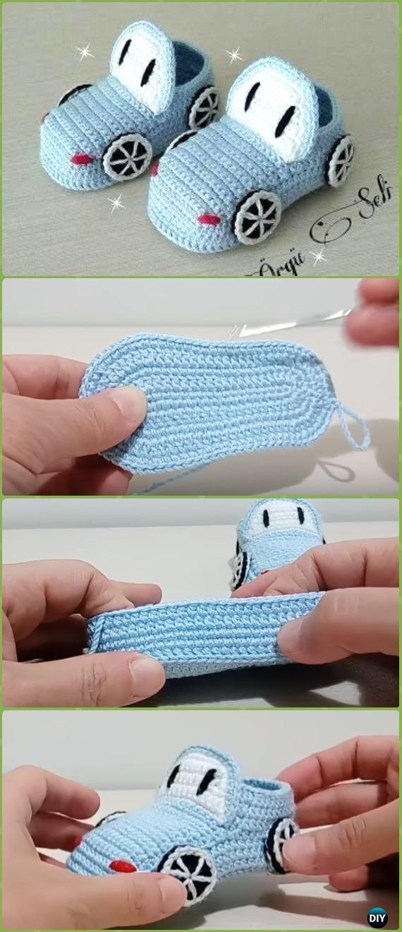 Crochet Racing Car Baby Sneakers Free Pattern Video - Crochet Sneaker Slippers Free Patterns