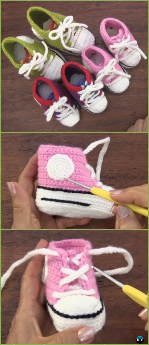 Crochet Infant Baby Sneakers Free Pattern Video - Crochet Sneaker Slippers Free Patterns