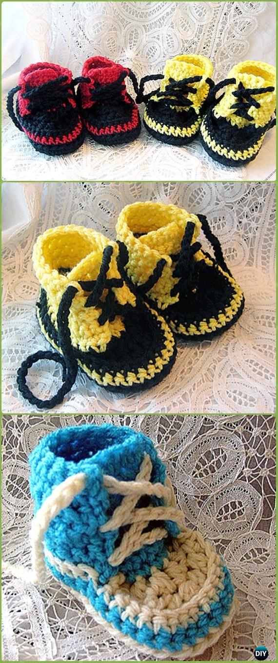 Crochet Newborn High Tops Converse Sneakers Free Pattern Video - Crochet Sneaker Slippers Free Patterns