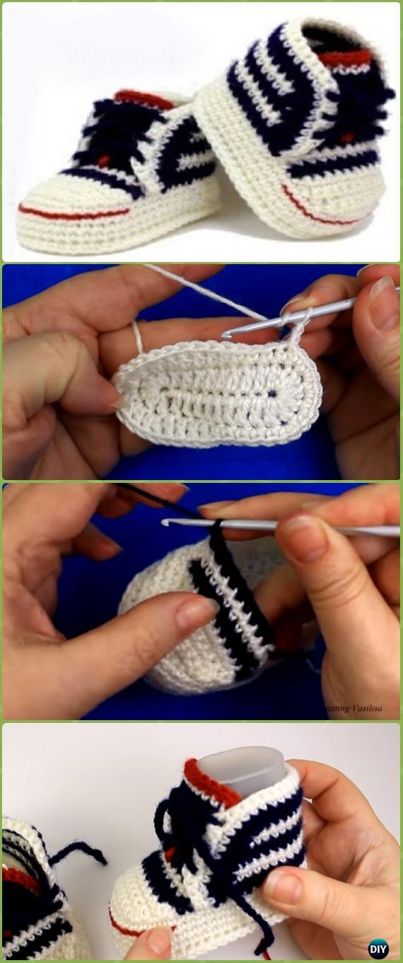 Crochet Sneakers Baby Booties Free Pattern Video - Crochet Sneaker Slippers Free Patterns