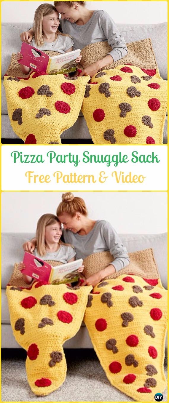Crochet Pizza Party Snuggle Sack Free Pattern & Video - Crochet Snuggle Sack & Cocoon Free Patterns